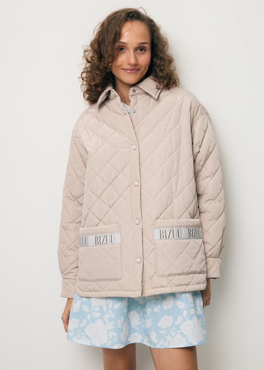 Beige MARIN oversized quilted women’s jacket