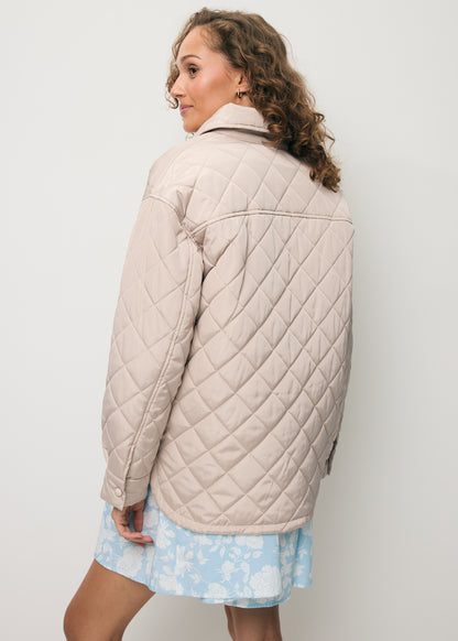 Beige MARIN oversized quilted women’s jacket