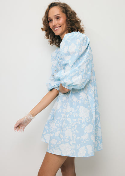 Light blue mini dress with a flared hem AYOTE
