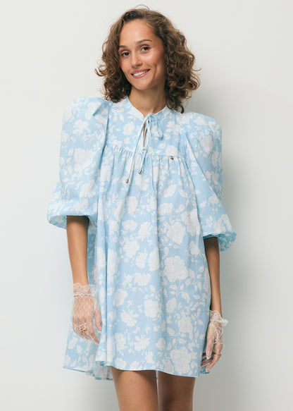 Light blue mini dress with a flared hem AYOTE