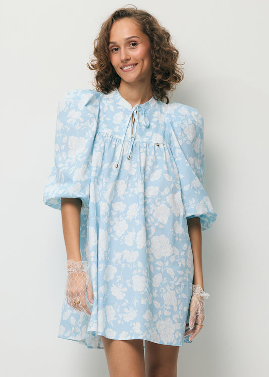 Light blue mini dress with a flared hem AYOTE