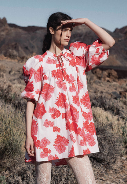 Cream AYOTE mini dress with a flared hem