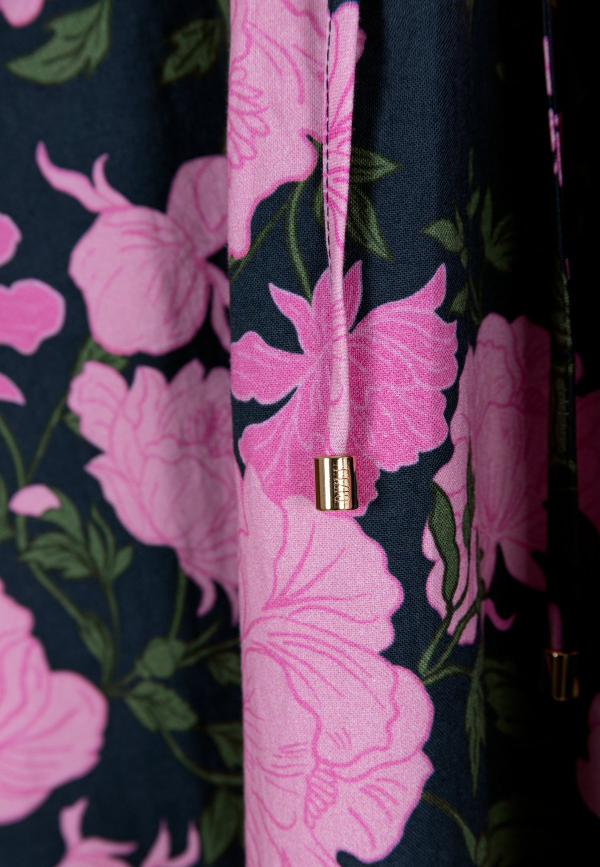 Close-up of the floral print on the AYOTE dress.