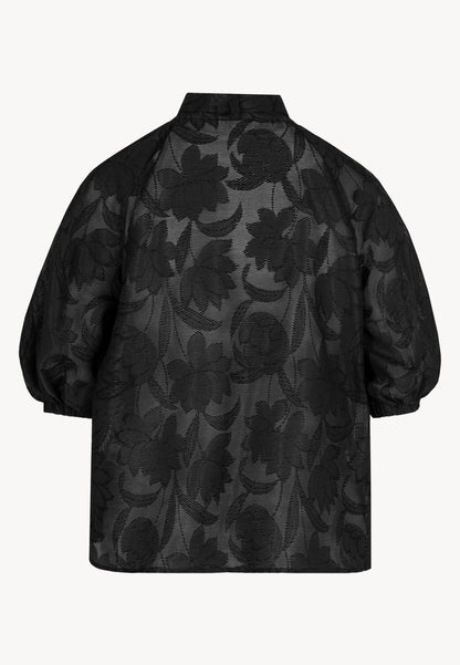 Black blouse with a floral pattern AZALEA