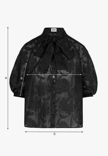 Black blouse with a floral pattern AZALEA