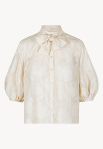 Cream AZALEA blouse with a floral pattern