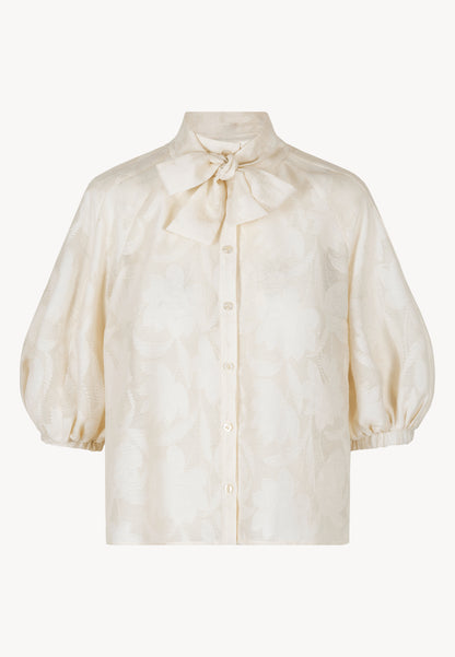 Cream AZALEA blouse with a floral pattern