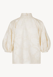 Cream AZALEA blouse with a floral pattern