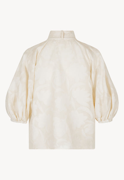 Cream AZALEA blouse with a floral pattern