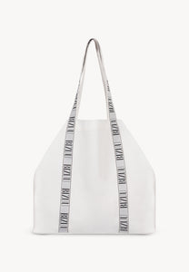 Cotton bag with a logo tape, BAGGO in cream