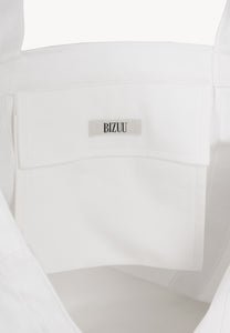 Cotton bag with a logo tape, BAGGO in cream