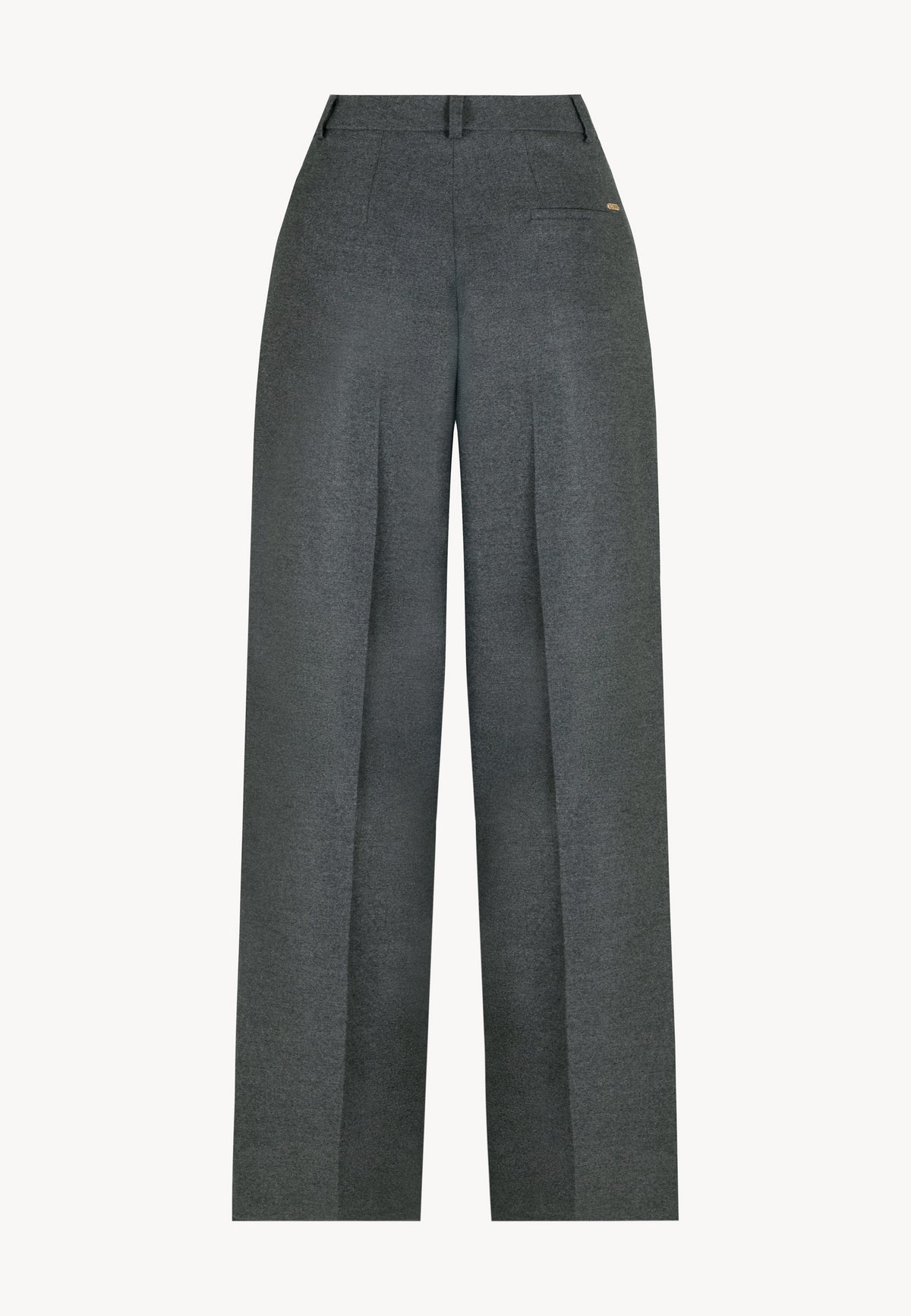 Back view of the graphite BANOS trousers with straight legs.