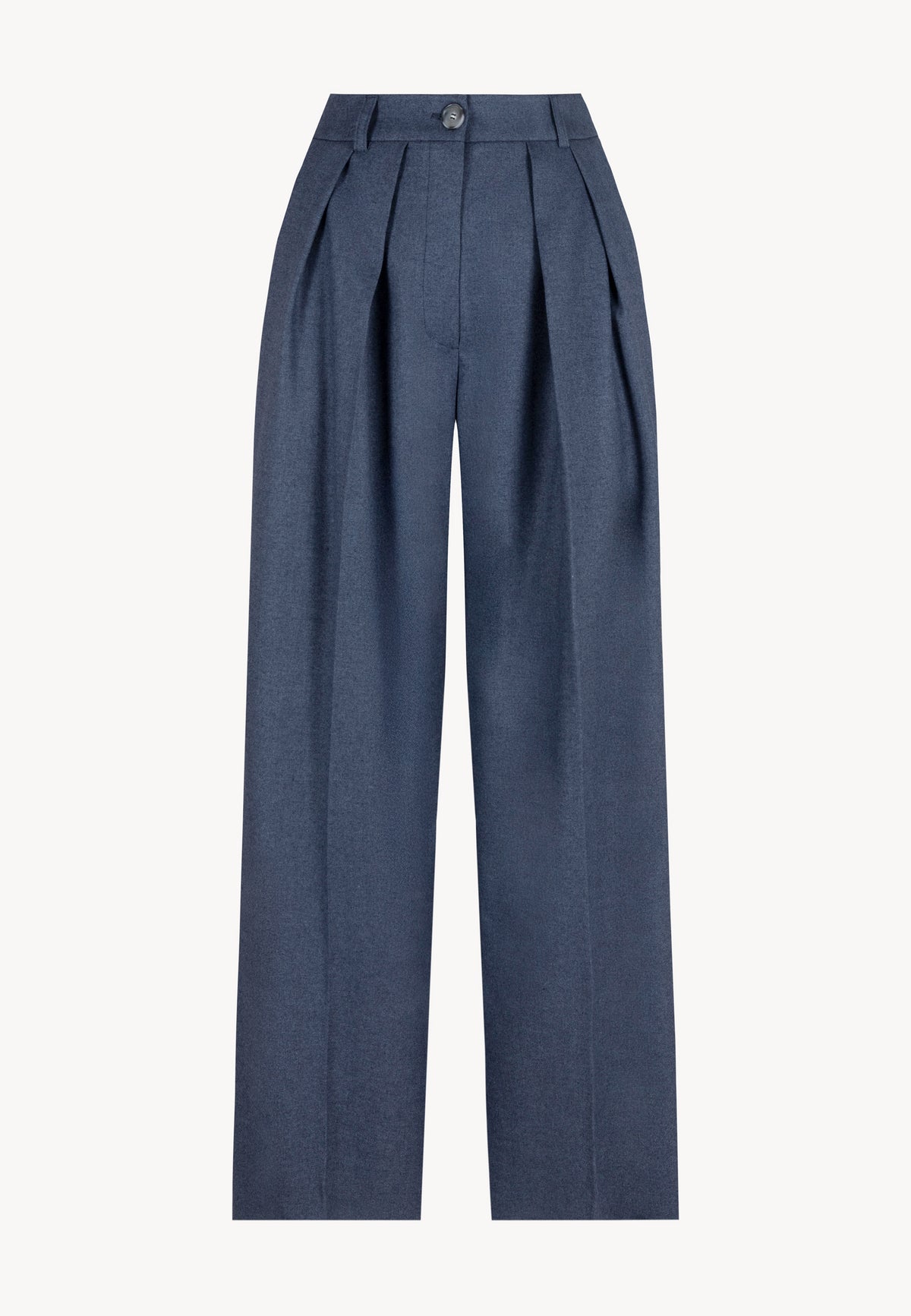 Navy BANOS wide-leg trousers with front pleats.