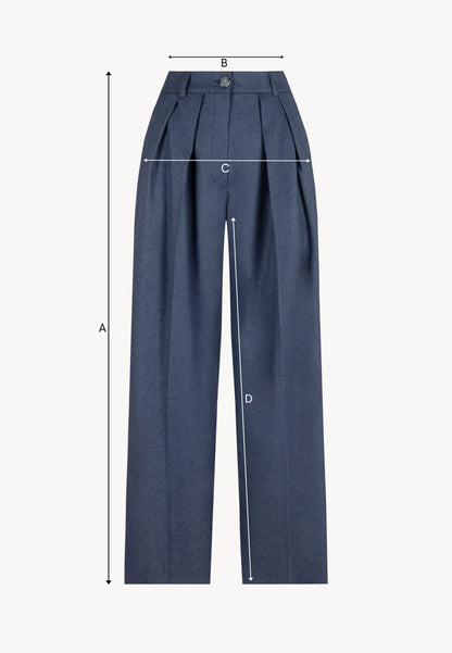 Navy blue wide-leg trousers BANOS GRAŻYNA