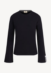 Black long-sleeve top with flared sleeves BELUNNA