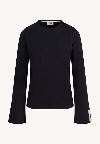 Black long-sleeve top with flared sleeves BELUNNA