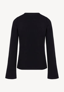 Black long-sleeve top with flared sleeves BELUNNA