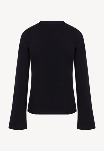 Black long-sleeve top with flared sleeves BELUNNA