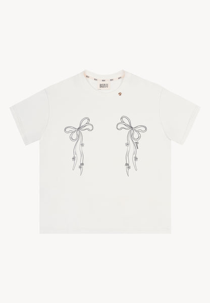 BOW cream T-shirt with bow print