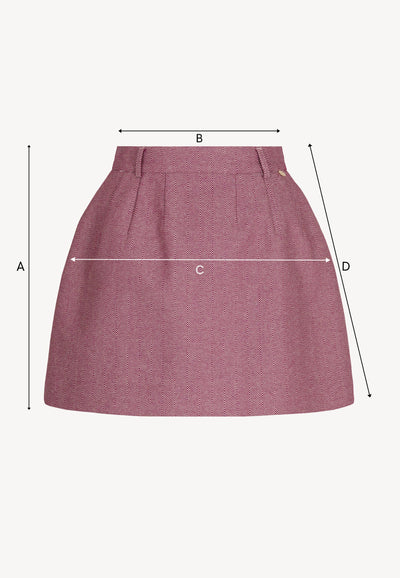 BREDA burgundy herringbone mini skirt