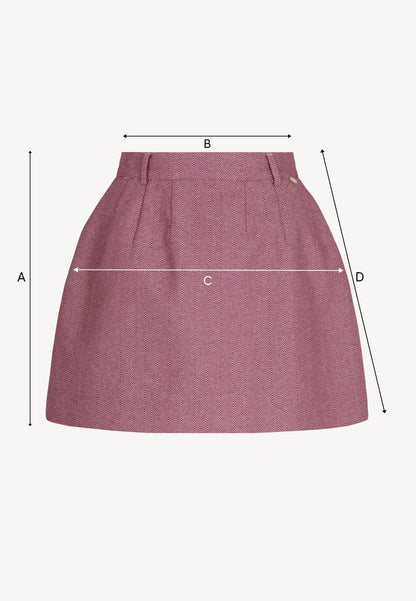 BREDA burgundy herringbone mini skirt