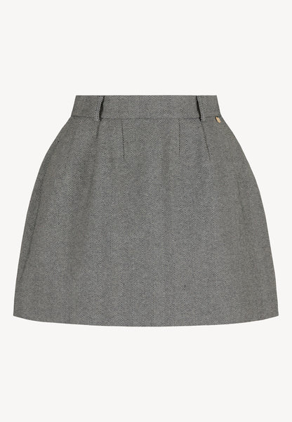 Black mini skirt with herringbone pattern BREDA