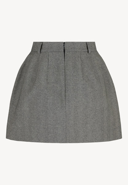 Black mini skirt with herringbone pattern BREDA