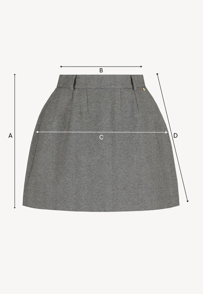 Black mini skirt with herringbone pattern BREDA