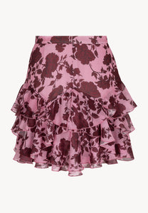Pink mini skirt with ruffles CANDICE