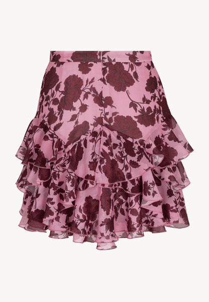 Pink mini skirt with ruffles CANDICE