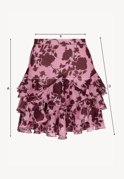 Pink mini skirt with ruffles CANDICE