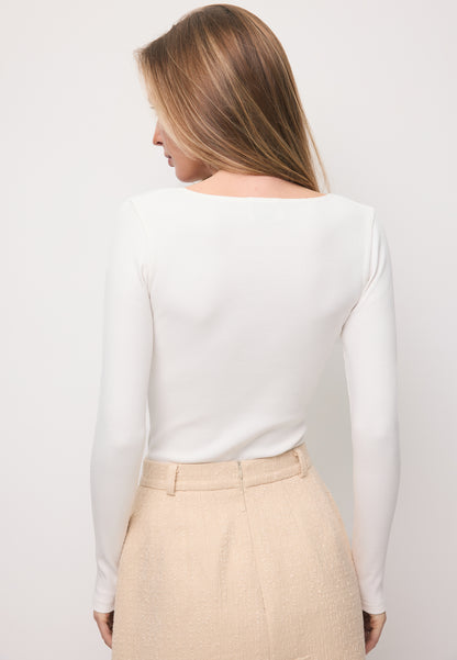 Cream bodysuit with a decorative neckline CAPI