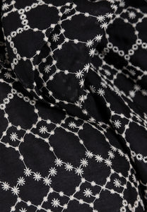 Black cotton blouse with contrasting embroidery CASSANDRA