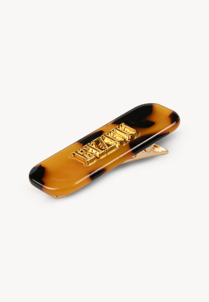 Tortoiseshell CATTA delicate hair clip with gold logo