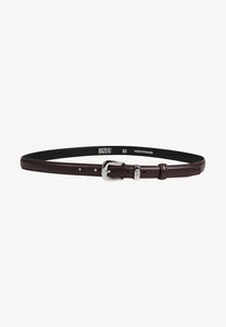 Burgundy CHANTILLY leather belt with a silver buckle.