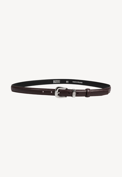 Burgundy CHANTILLY leather belt with a silver buckle.