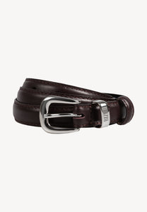 Burgundy CHANTILLY leather belt with a silver buckle.