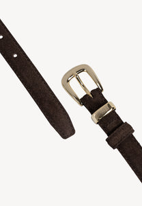 Brown CHANTILLY belt made of suede leather.