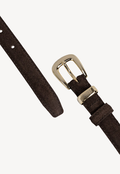 Brown CHANTILLY belt made of suede leather.