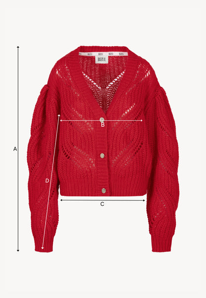 Red cardigan with branded buttons CLARA