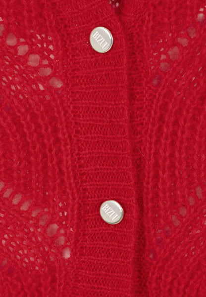 Red cardigan with branded buttons CLARA