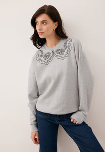 Gray sweatshirt with printed collar COLLIER