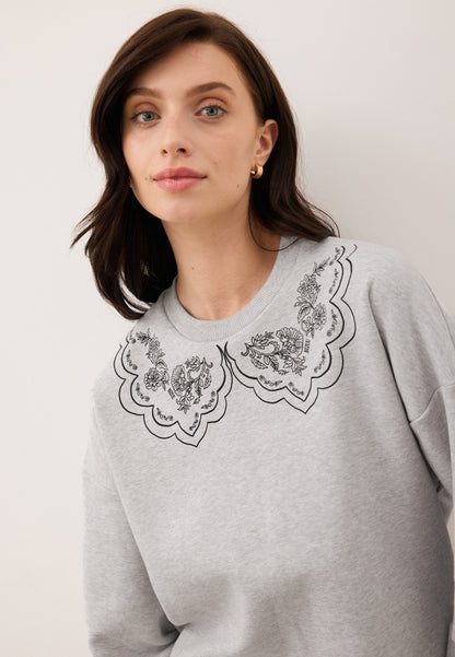 Gray sweatshirt with printed collar COLLIER