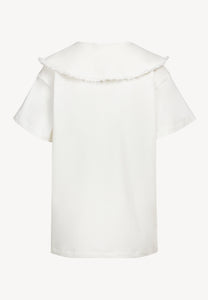 Creamy T-shirt with decorative collar CUTIE