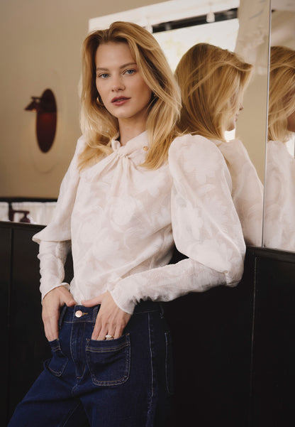 Cream bodysuit with floral pattern DEFIORI