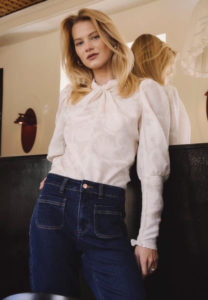 Cream bodysuit with floral pattern DEFIORI