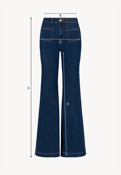 Navy blue DELPHI bell-bottom jeans