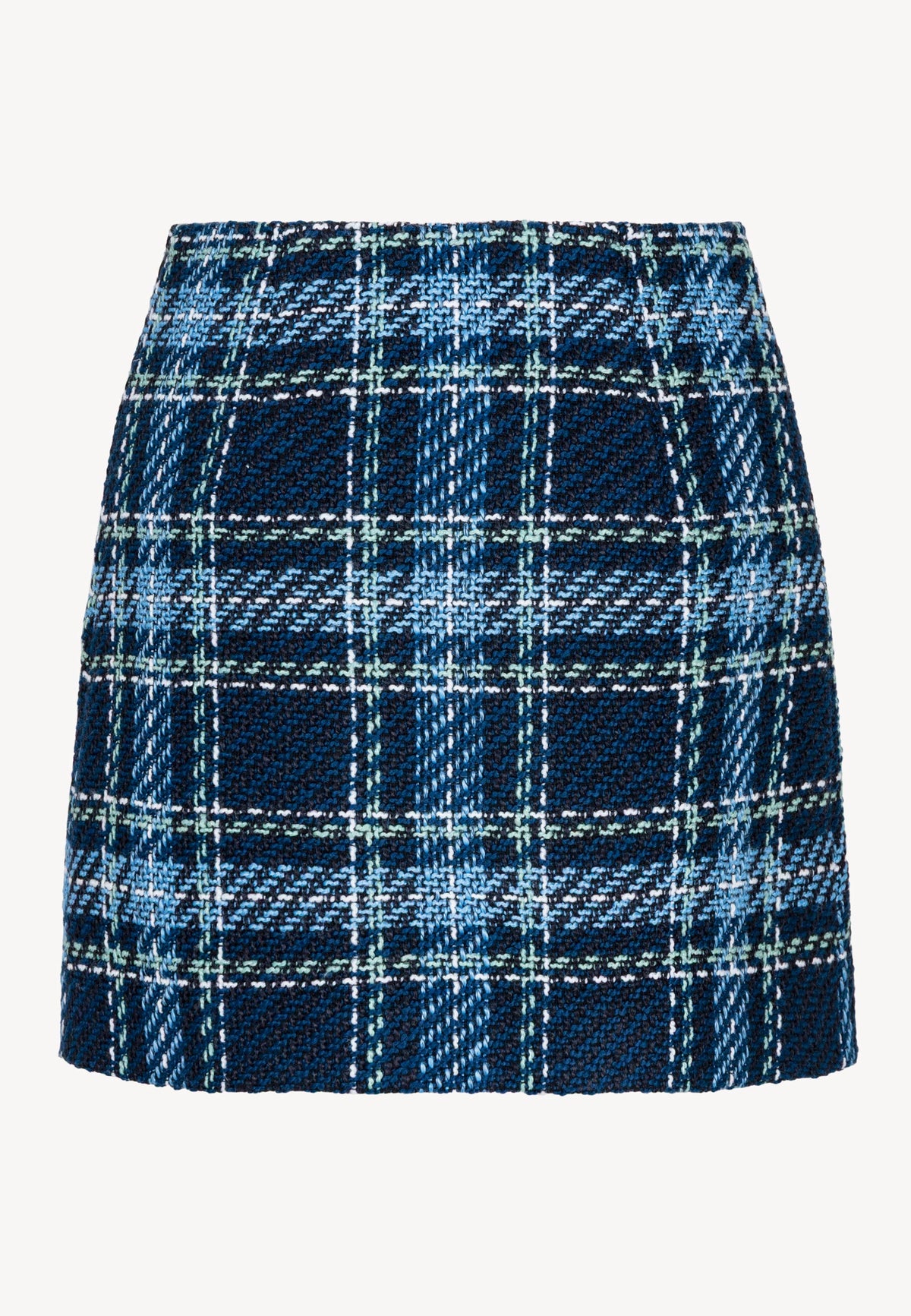Back view of the DISSA navy check mini skirt.