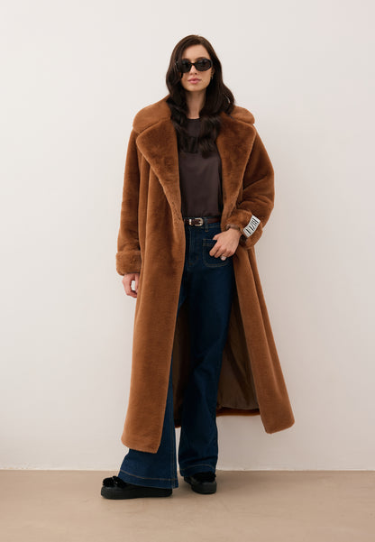 Orange faux fur maxi coat DOLOMITES