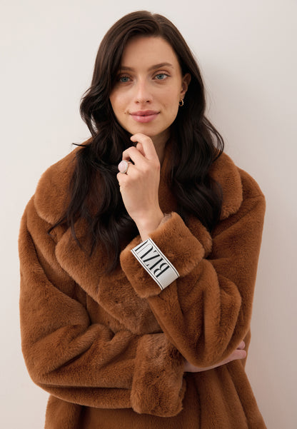 Orange faux fur maxi coat DOLOMITES